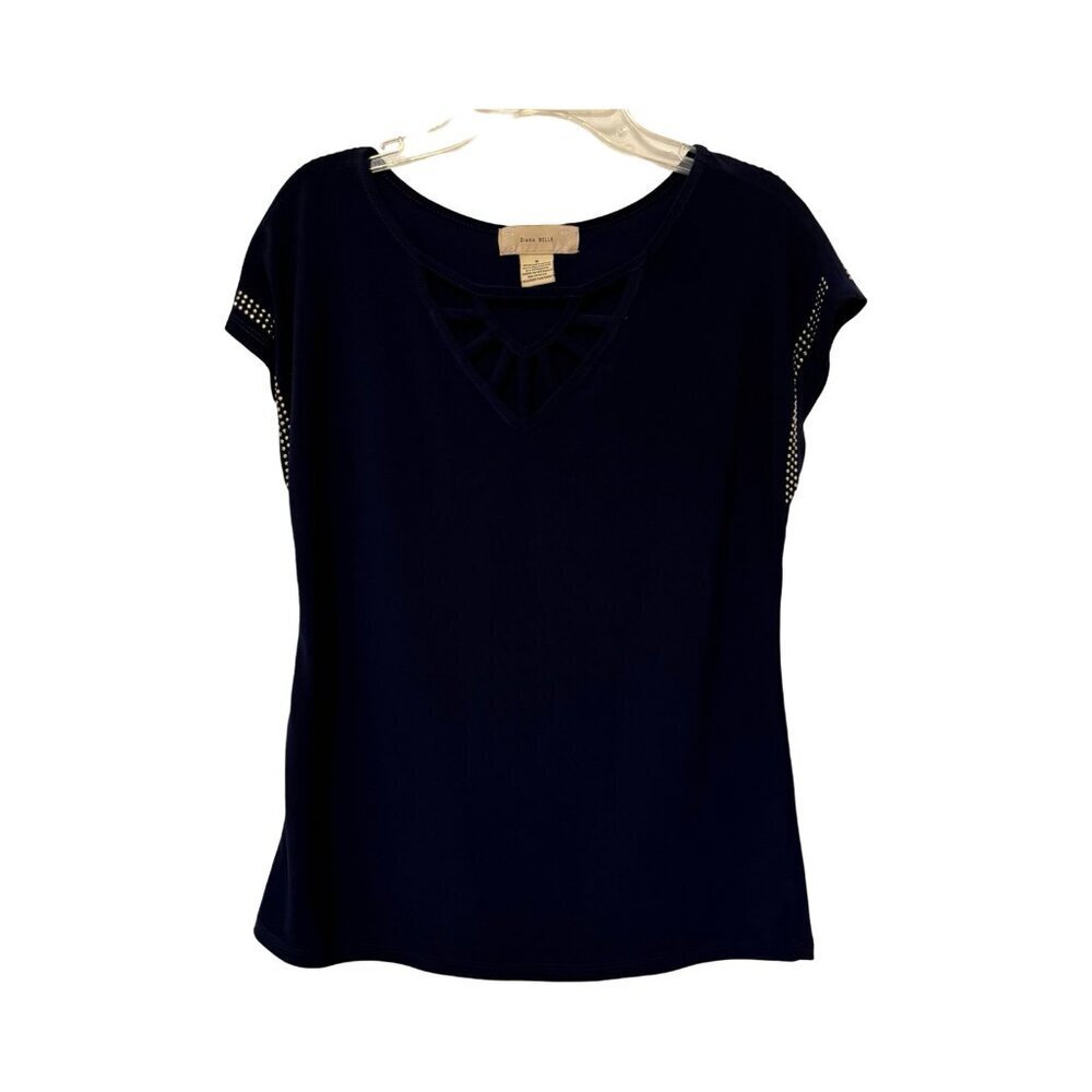 Diana Belle Navy Blue Cutout Sleeve Blouse Size S